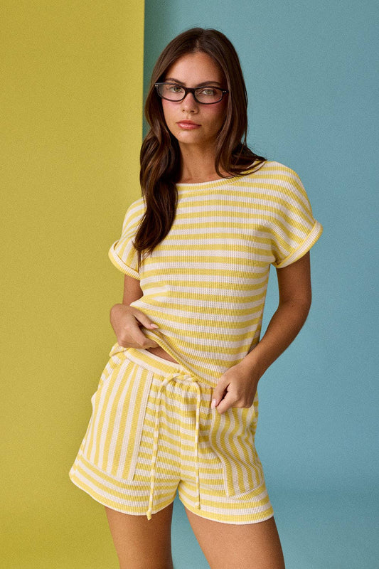 ๐ โ๏ธ Waffle Striped Set in Yellow