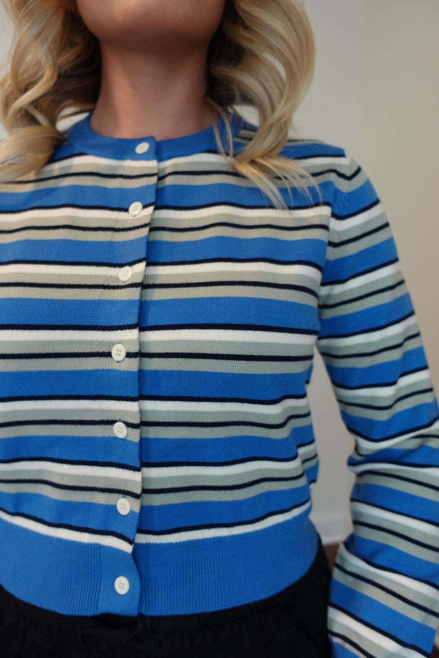 🦋 Blue Striped Cardigan