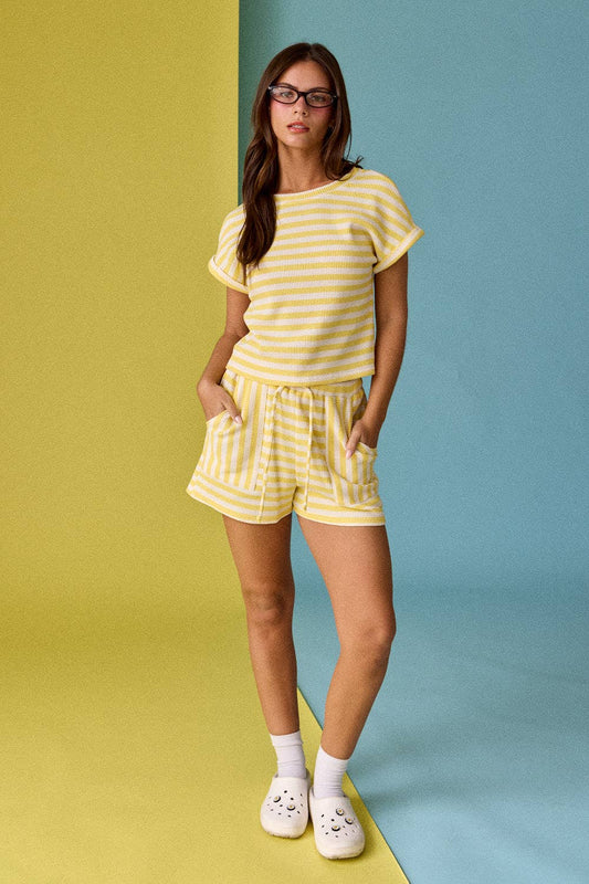 💛 ☀️ Waffle Striped Set in Yellow