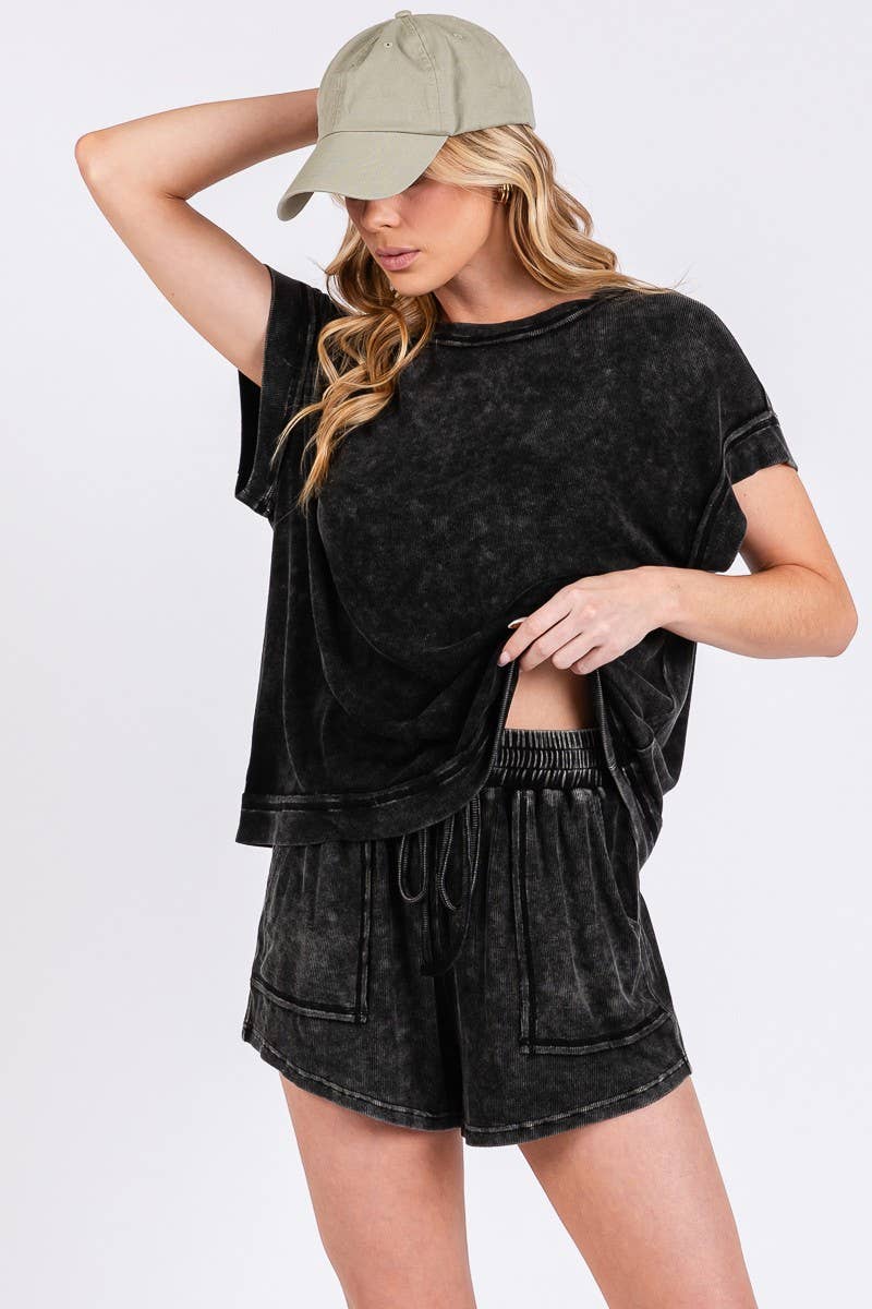 ◈ Ribbed Matching Set in Black