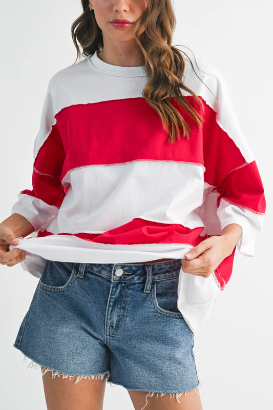 🍒 Cherry & White Oversized Tee