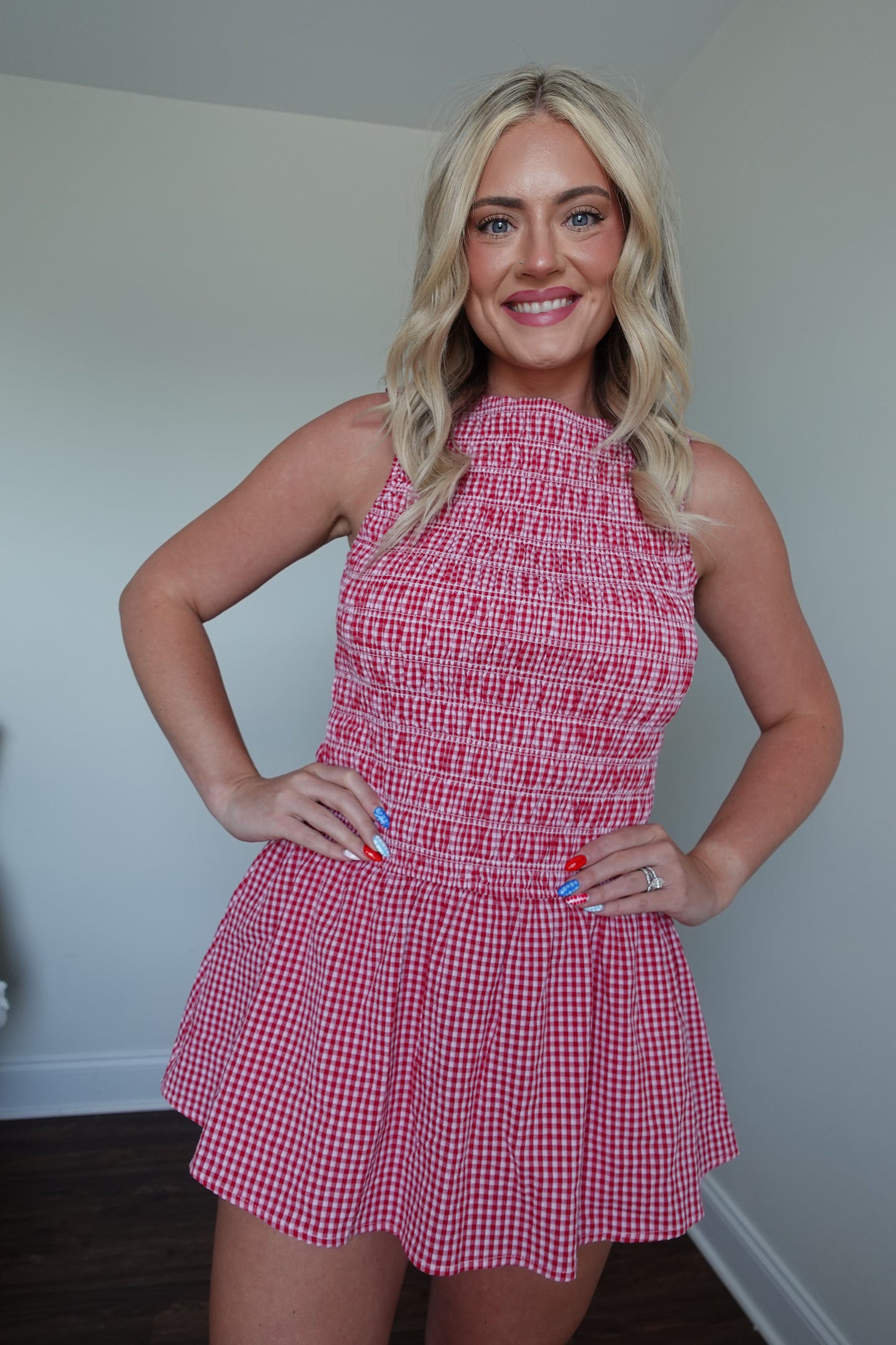 ❤️ Boat Neck Smocking Bodice Low Waist Romper