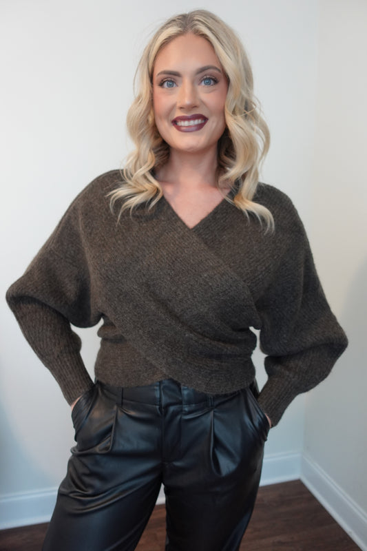 Crossover Knit Sweater