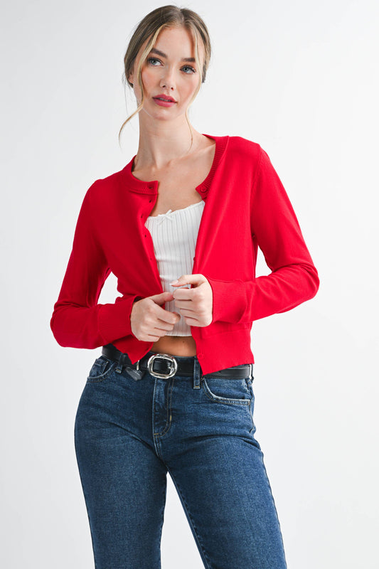 🍒 Cherry Ribbed Cardigan