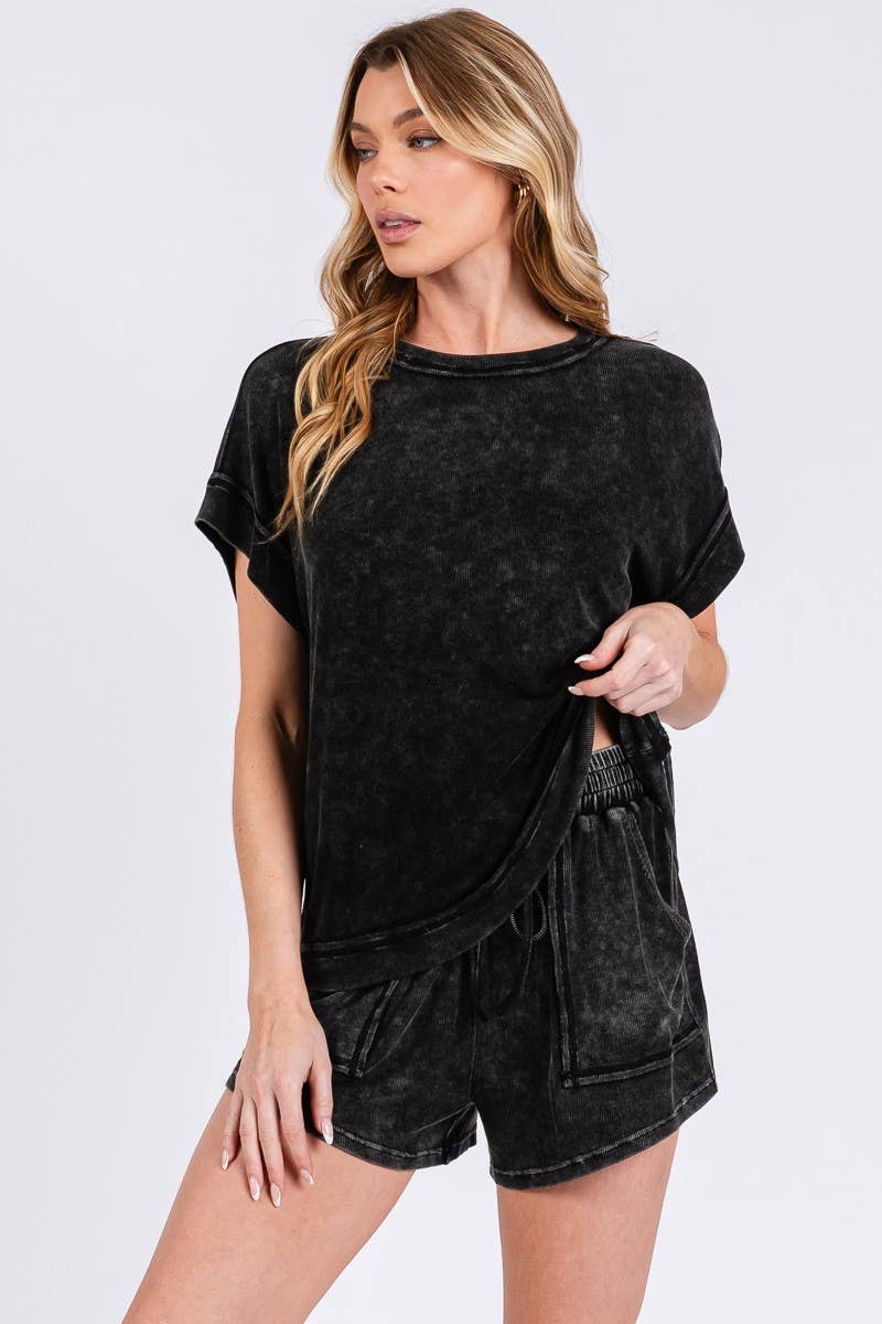 ◈ Ribbed Matching Set in Black