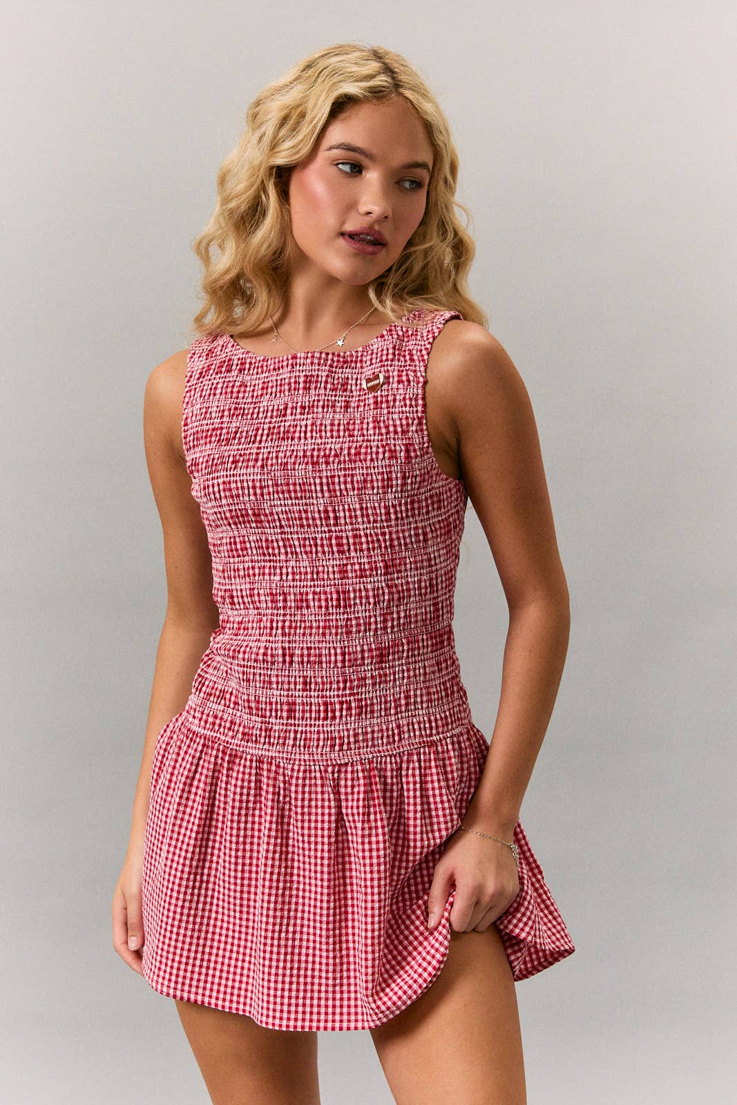 ❤️ Boat Neck Smocking Bodice Low Waist Romper